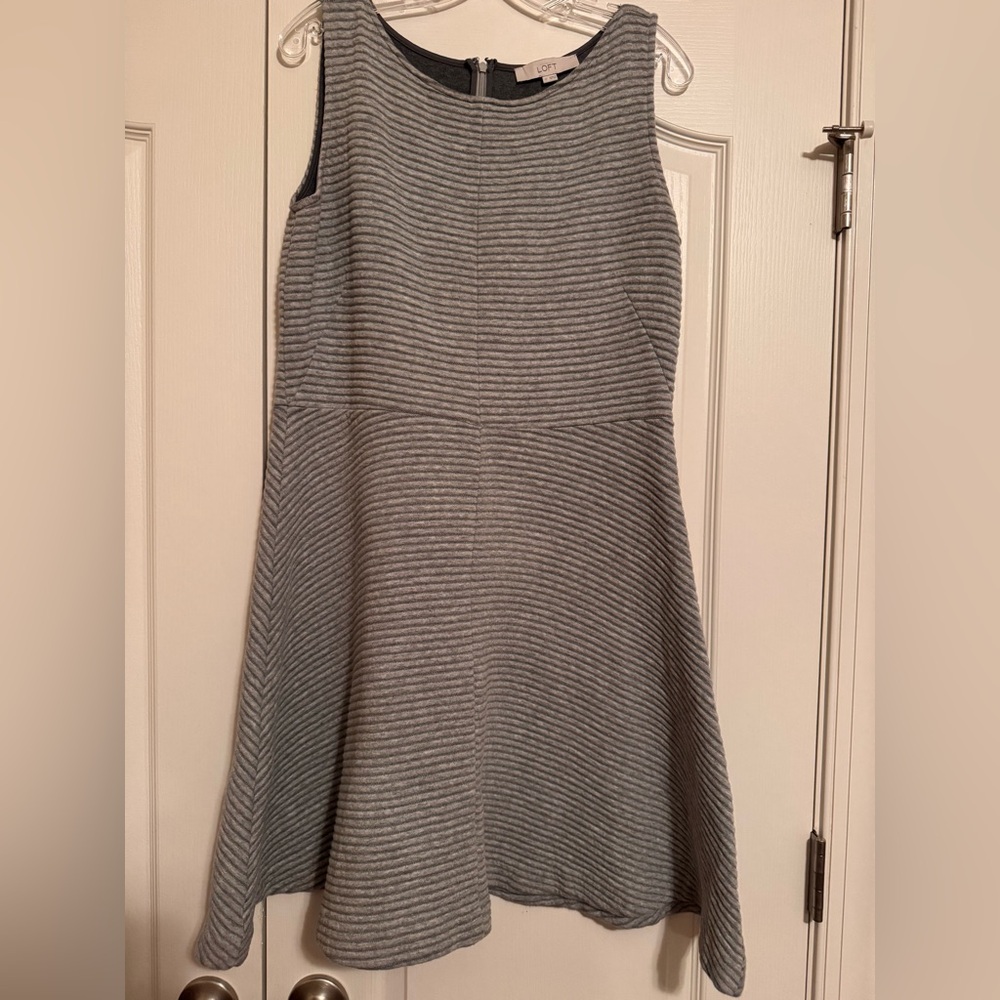 LOFT Gray Striped Mini Dress